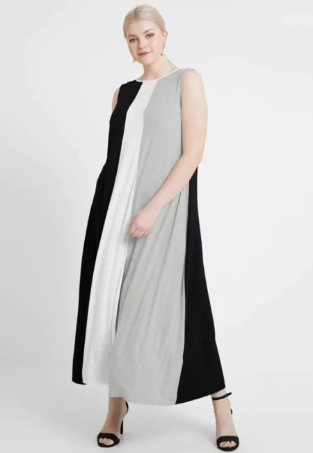Plus Size Elegant Color Block Maxi Dress for Summer Events