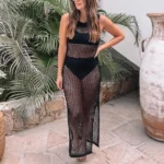 Chic Boho Backless Swim Cover-Up Dress for Beach Days - Image 2