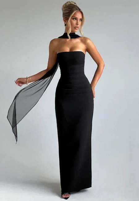 Backless Strapless Maxi Dress - Luxurious Club Party Formal Wear