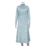 Elegant Blue Floral Maxi Dress for Office & Special Events - Image 6