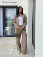 Chic Cotton Two-Piece Set: Stylish Crop Top & Pants - Image 5