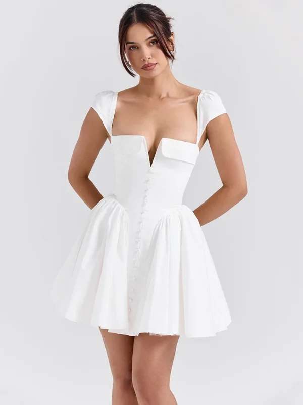 Elegant White Backless Mini Dress for Chic Night Out
