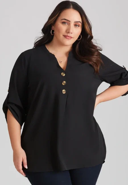 Elegant Plus Size Notch Neck Blouse for Effortless Style