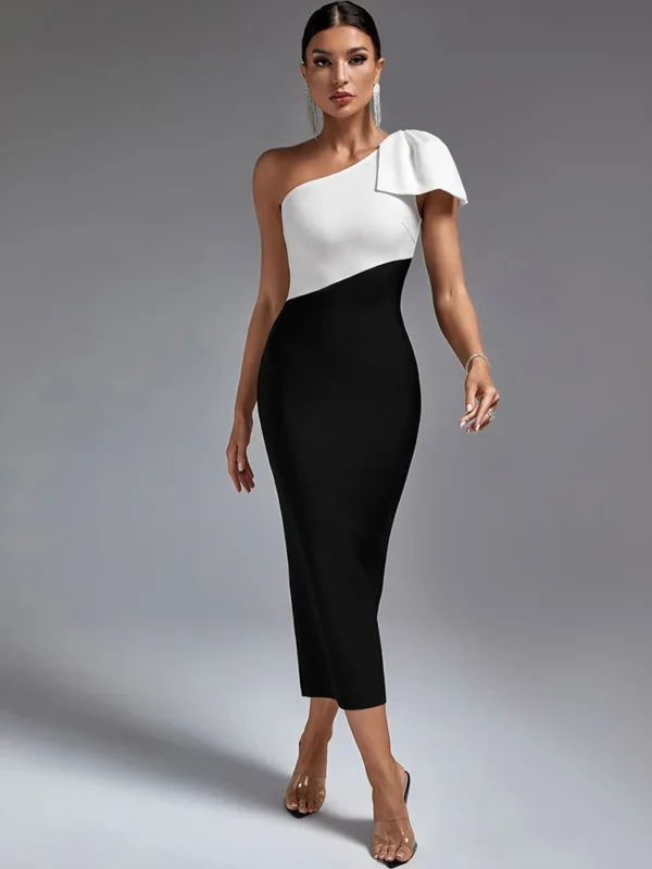 Chic One-Shoulder Maxi Bandage Dress for Elegant Events