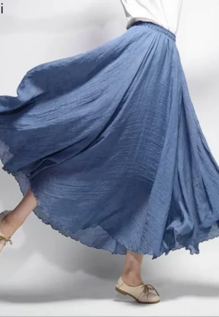 Effortless Vintage Cotton-Linen Maxi Skirt for All Occasions