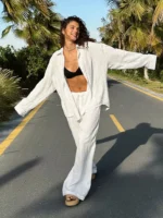 Chic Cotton Linen Women's Summer Pant Set - Effortless Style - Image 4