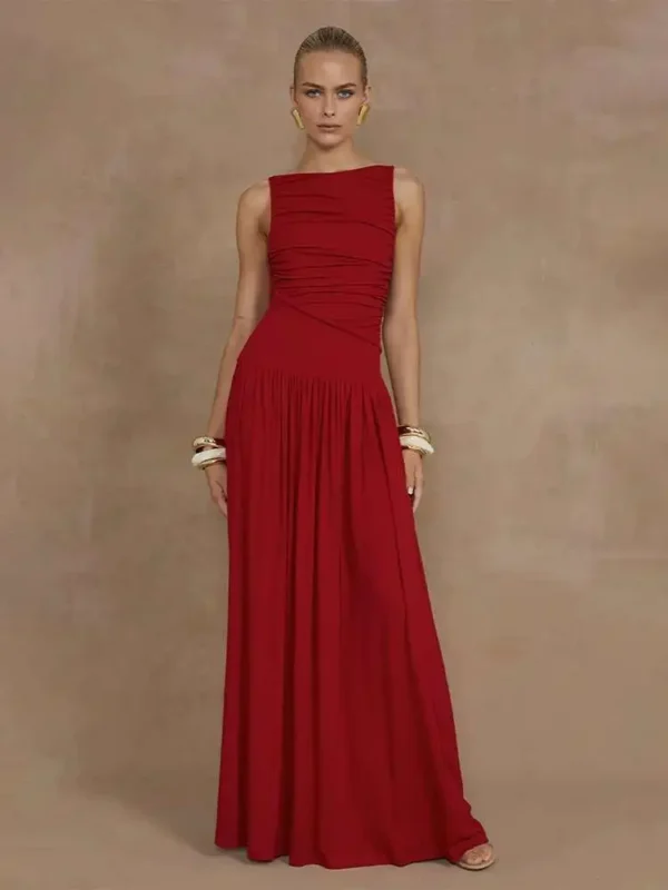 Sophisticated A-line Maxi Dress for Summer Night Elegance