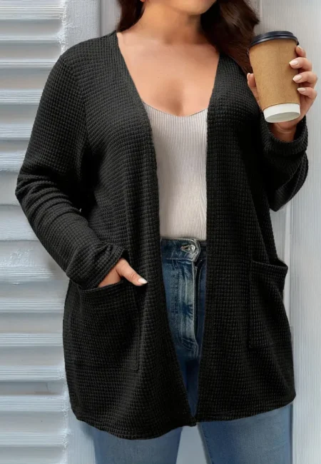 Plus Size Cozy Pocket Cardigan for Effortless Autumn Style