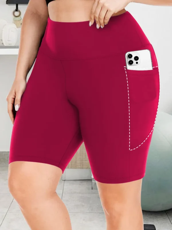 Plus Size High Waist Yoga Leggings with Pocket for Summer, Thin and Breathable, Stretch Pants for Women