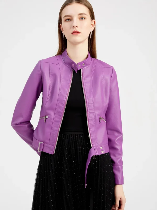 Chic Faux Leather Jacket for Women - Stylish Spring Outerwear