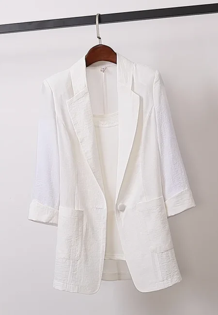 Premium Cotton Blend Blazer - Relaxed Fit Spring Jacket Women
