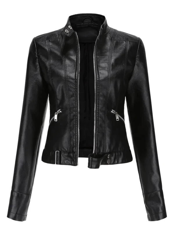 Chic Faux Leather Jacket for Women - Stylish Spring Outerwear