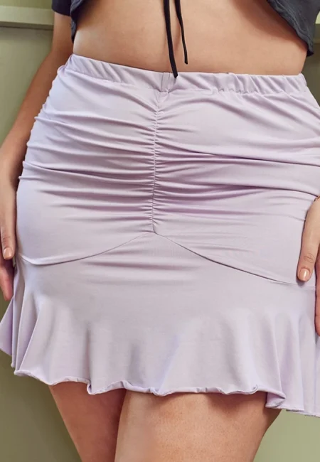 Lavender Ruffle Hem Bodycon Skirt - Stretch Comfort Summer Style