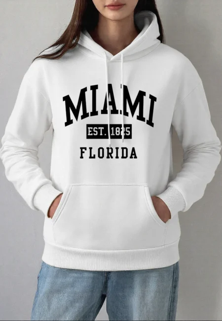 Miami 1825 Vintage Print Fleece Hoodie - Luxury Comfort Style