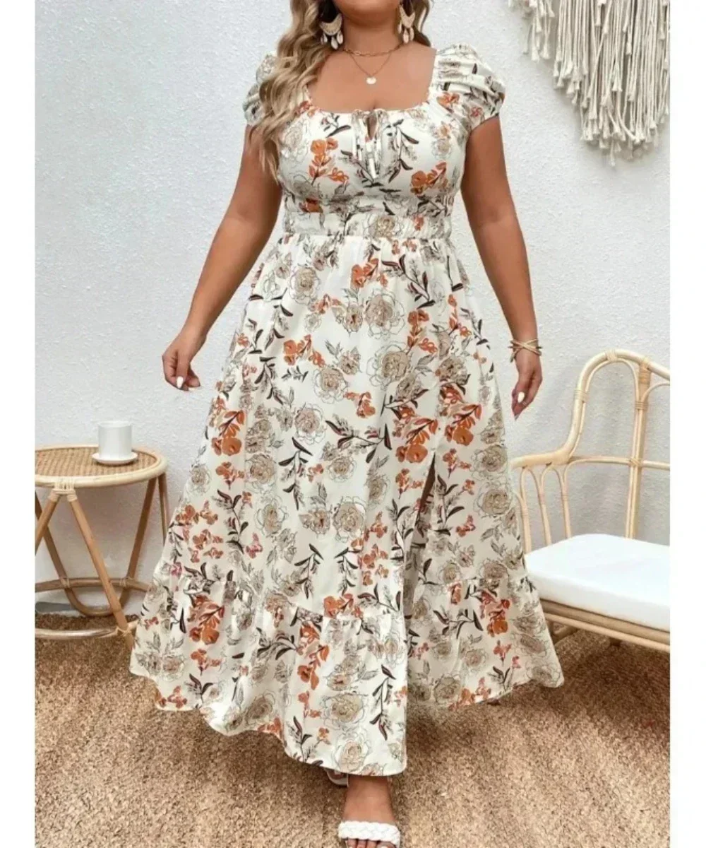 kf-S05dbc9ef130d4014aada792b586e18ddK Floral Maxi Dress for Plus Size Women - Elegant Summer Style