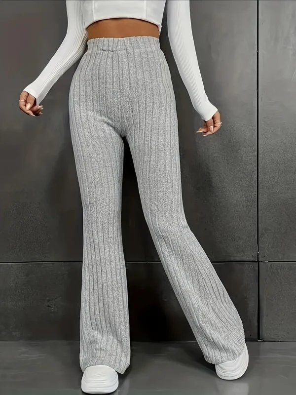 Luxe Ribbed Flare Pants with Stretch Waist - Curve Comfort