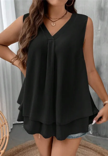 Ruched Jersey V-Neck Vest - Breathable Summer Essential XL-5 XL