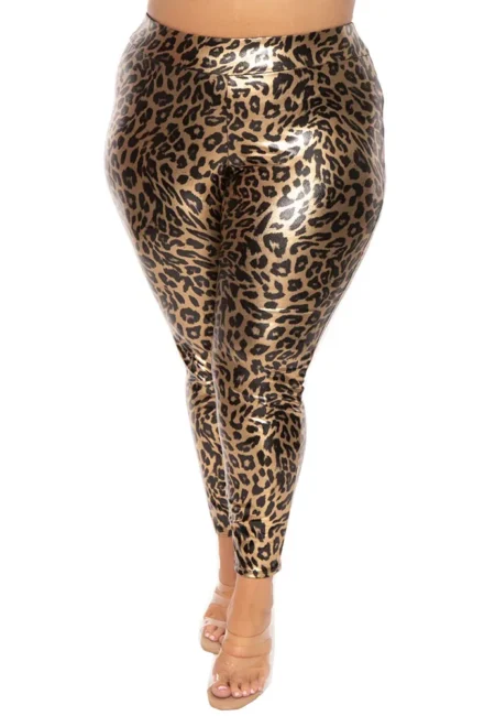 Fierce Leopard Print Leggings High Waist Stretchy Comfort