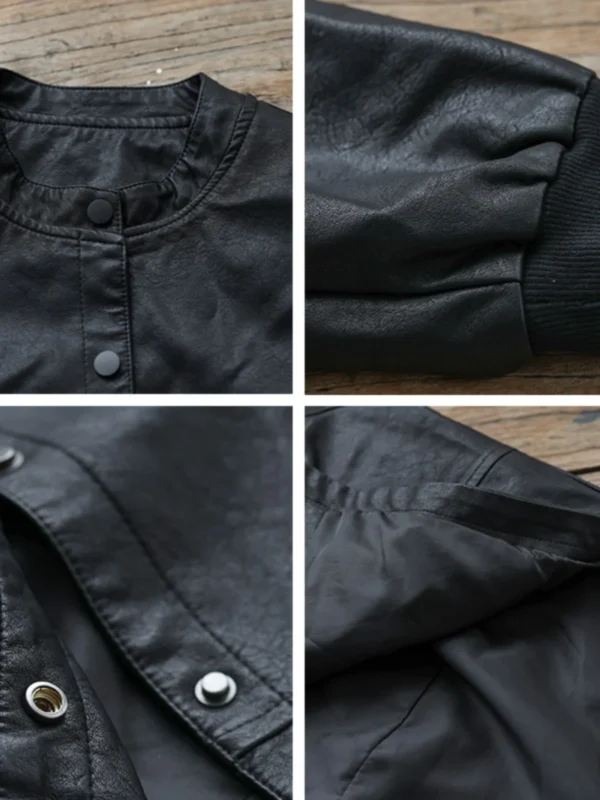 Artistic Loose-Fit Leather Jacket for Chic Autumn Style