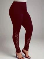 Elegant Plus Size Women's Oversized Leggings with Lace Detail - Image 5