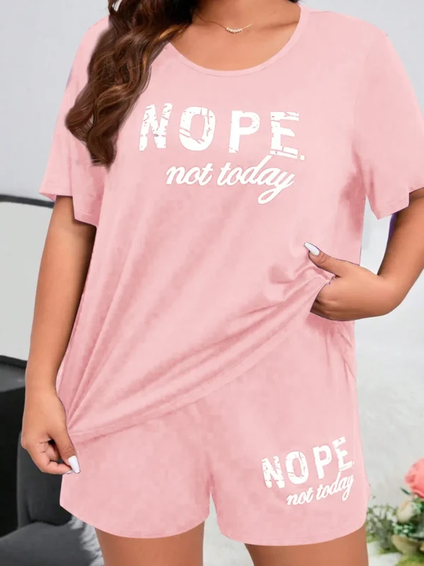 Luxe Letter Print Pajama Set - Soft Polyester Sleepwear 4 XL-5 XL