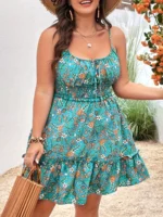 Elegant Plus Size Floral Sling Dress for Summer Vacations - Image 5