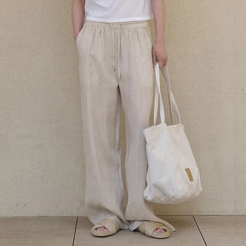 kf-S1c211a71eb6e413cb0c252cacce7e393x Premium Linen Wide Leg Trousers - Breathable Summer Comfort