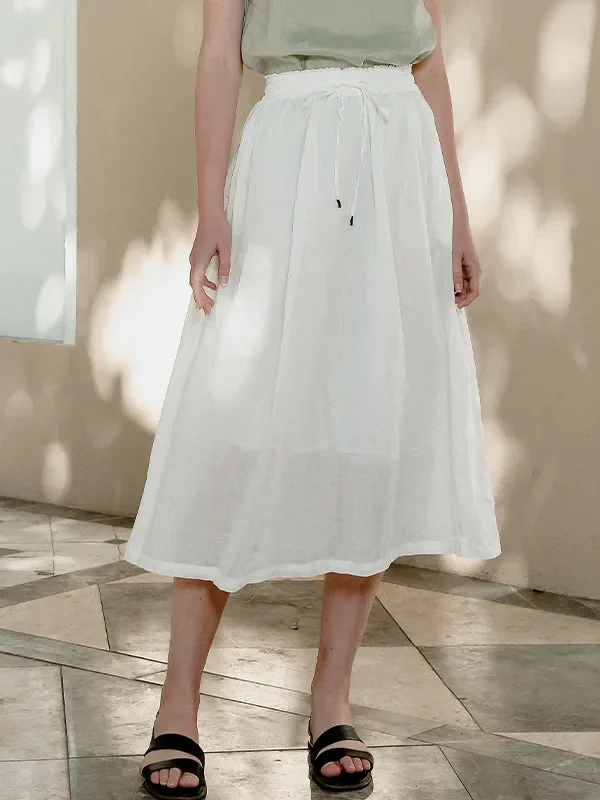 Chic White Linen Midi Skirt for Effortless Summer Style