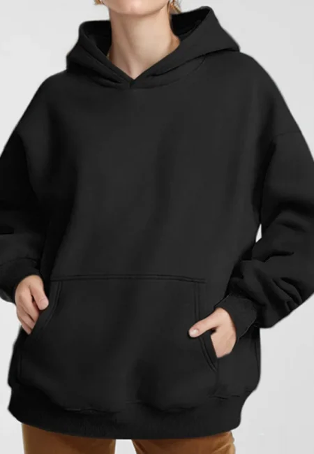 Luxe Women's V-Neck Pullover Hoodie - Cozy Winter Essential