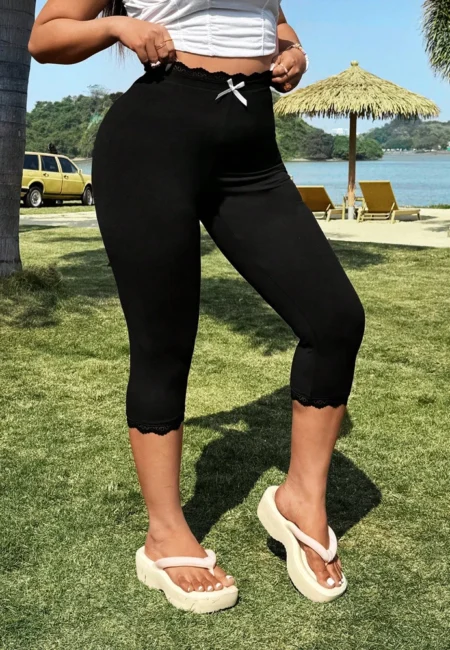 Ultra-Soft Black Polyester Leggings - Stretchy Mid-Rise Fit