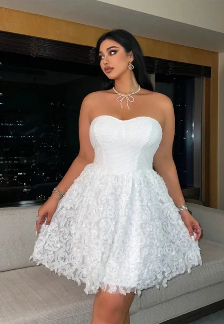 Elegant Plus Size A-Line Corset Dress with Floral Details