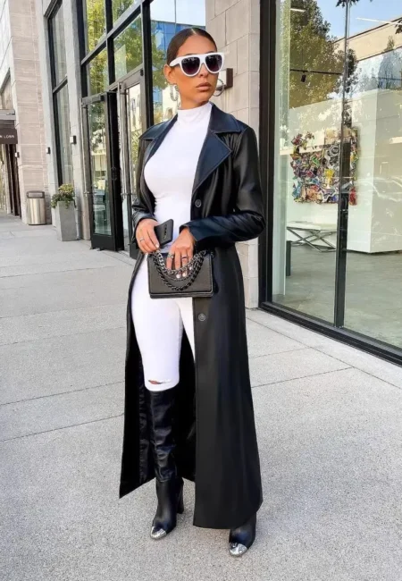 Luxe Faux Leather Trench Coat - Autumn Winter Essential