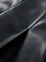 Elegant Brown Faux Leather Trench Coat for Women - Chic & Stylish - Image 5