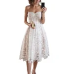 Lace Elegance Summer Evening Dress - Strapless Floral Charm - Image 5