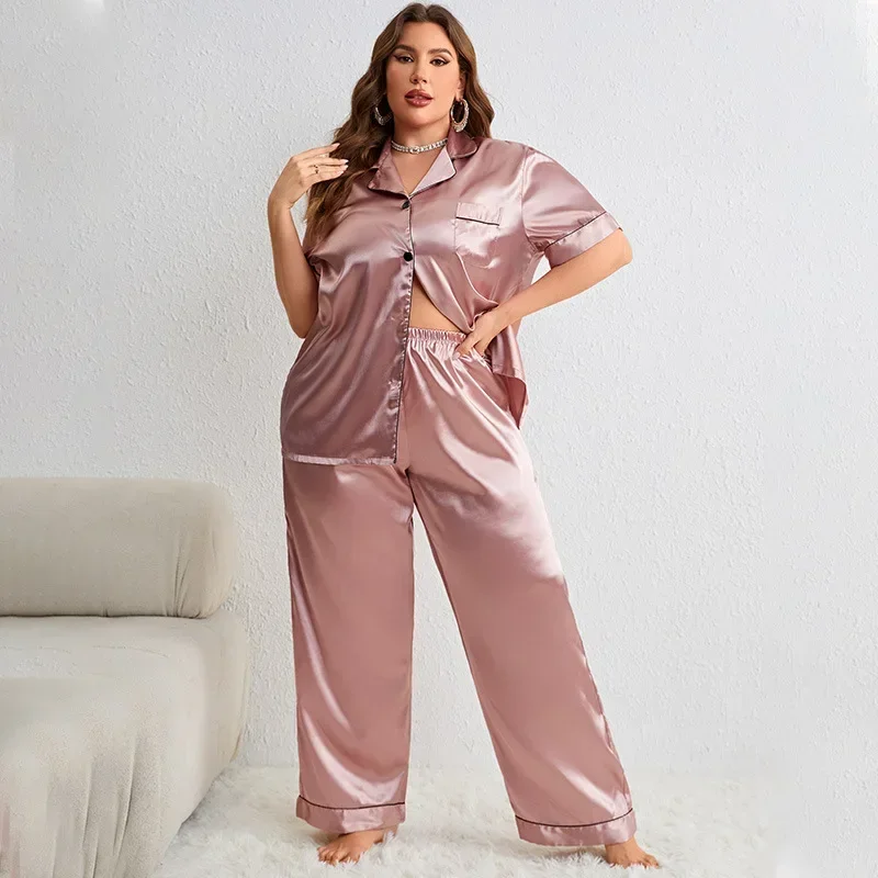 Kf-S3Fc04848B1B5477Bbf885704669B791D8 Luxurious Plus Size Silk Satin Pajama Set For Cozy Nights