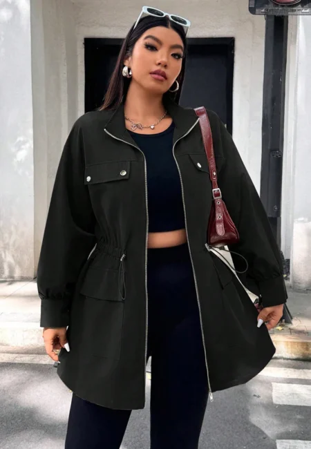 Luxe Windproof Zip Jacket - Cozy Autumn Style for Curves