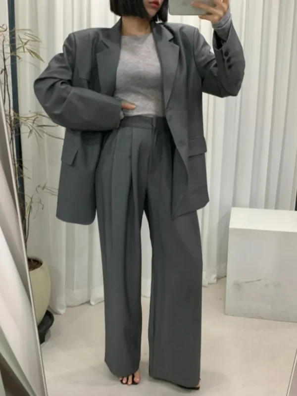 Faion High Waist Wide Leg Pants Women's Autumn New Sle ming Long Length Suit Pants Draped Loose Fit Ladies Faion