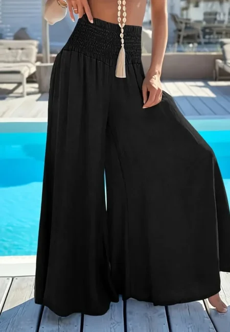 High-Waisted Ice Silk Trousers for Plus Size Elegance