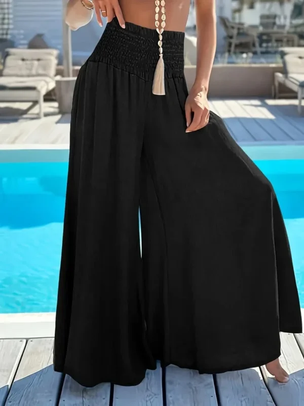 High-Waisted Ice Silk Trousers for Plus Size Elegance