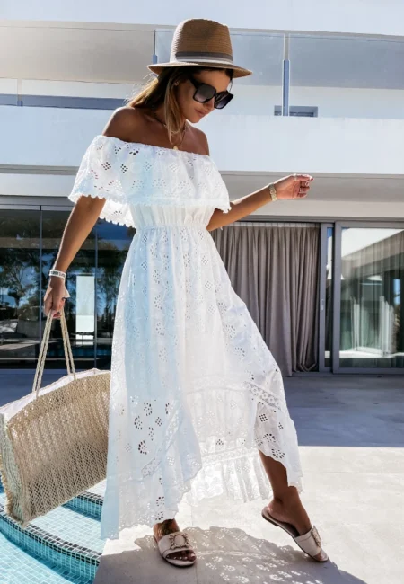Bohemian Charm: Elegant Off-Shoulder Long Summer Dress