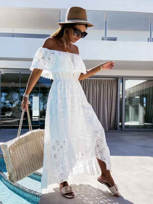 Bohemian Charm: Elegant Off-Shoulder Long Summer Dress