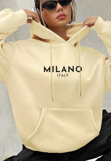 Milano Italy Alphabet Print Hoodie - Cozy Fleece Sweatshirt