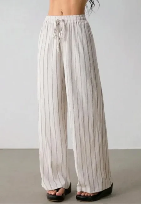 Plus Size Retro Striped Wide Leg Pants for Effortless Style