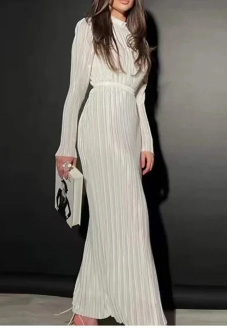 Elegant Women's Knitted Dress with Belt - Timeless Style & Comfort