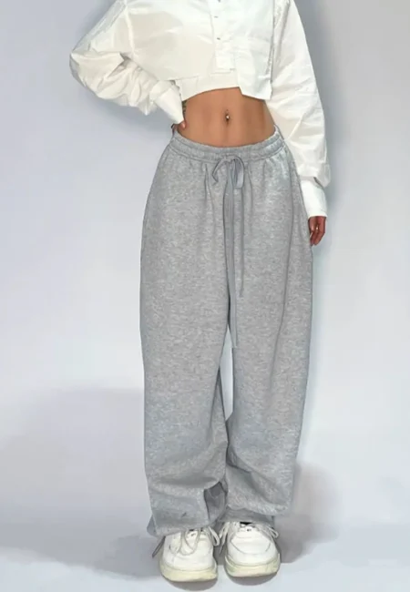 Luxe Lace-Up Joggers Women High Waist Sweatpants Pockets