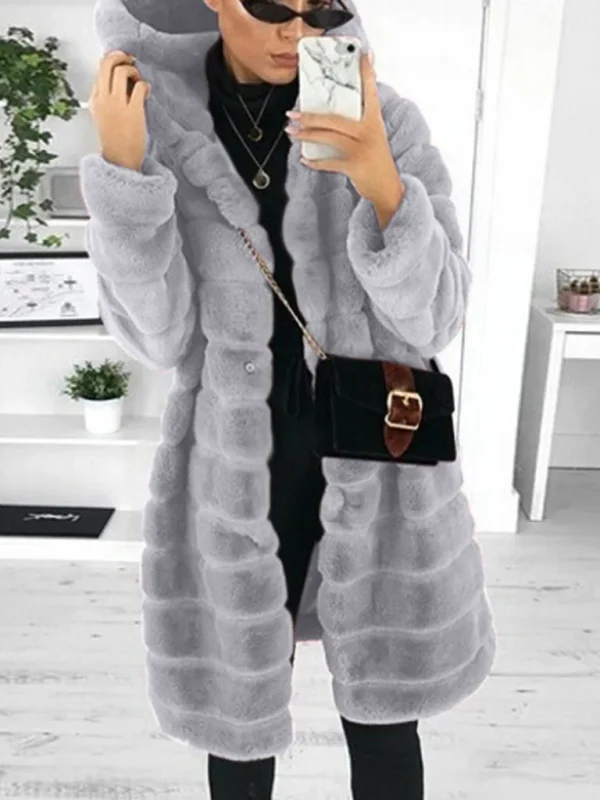 Luxurious Plus Size Faux Fur Winter Coat With Hood 1 Luxurious Plus Size Faux Fur Winter Coat With Hood