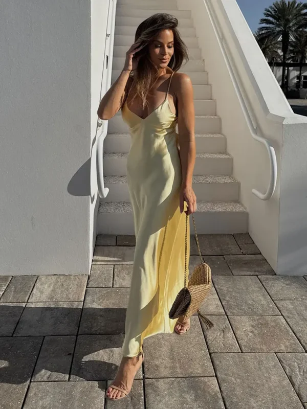Elegant V-Neck Summer Maxi Dress for Effortless Style