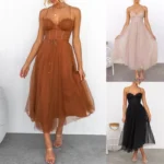 Elegant Backless Spaghetti Strap Dress for Evening Parties - Image 3