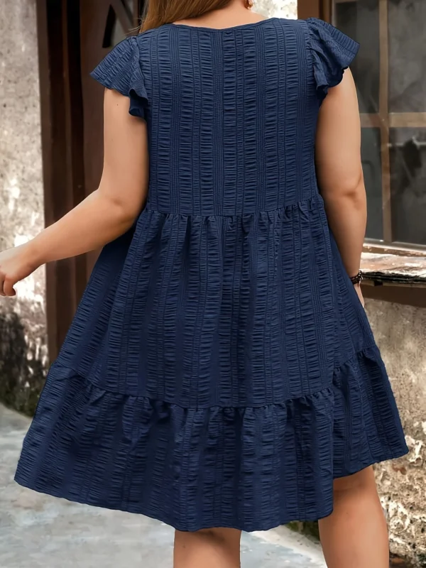 Navy Blue Plus Size Smock Dress for Effortless Summer Elegance