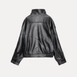 Chic Faux Leather Jacket for Women with Stand Collar - Image 5